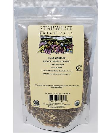 Starwest Botanicals Organic Mugwort Herb Cut & Sifted  4 Ounces
