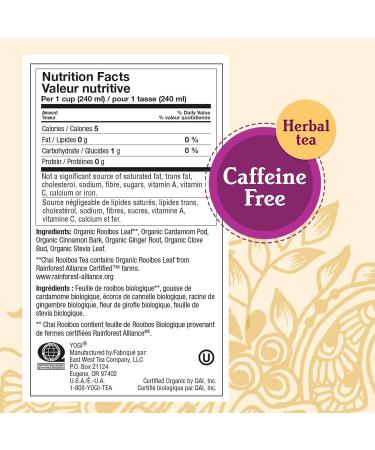 Yogi Tea - Chai Rooibos Tea (3 Pack) - Spicy Ayurvedic Blend of Rooibos Cardamom Cinnamon Clove and Ginger - Caffeine Free Organic Herbal Tea - 48 Tea Bags - Buy Online on GoSupps.com