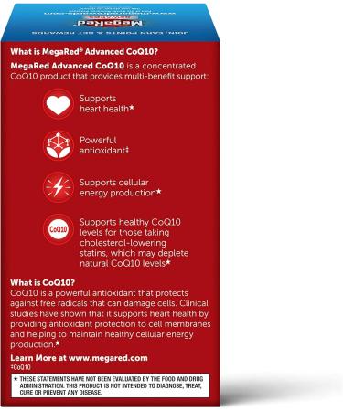 Buy MegaRed CoQ10 200mg Capsules - Supports Heart Health & Cellular Energy - 90 Count | Antioxidant Protection - Buy Online on GoSupps.com