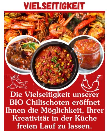 Buy ORGANIC Birds Eye Chili Peppers - Whole Red Dried Chilis Very Hot (Heat Level 9) - 300g | Aroma Protection | International Shipping Available - Buy Online on GoSupps.com