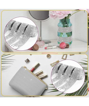 6 Rolls Self Adhesive Crystal Rhinestone Ribbon Diamond Bling Wrap | 6 Yards Glittering Sticker Roll for Crafts & Events - Silver - Buy Online on GoSupps.com