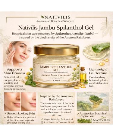 Nativilis Jambu Spilanthol Gel (extrait de Spilanthes Acmella Oleracea) Alternative au B-tox naturel 100 % v g talien pour am liorer la fermet de la peau Copaiba 100 ml - Buy Online on GoSupps.com