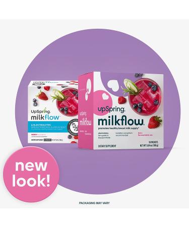 UpSpring MilkFlow Fenugreek & Blessed Thistle Drink - Berry Flavor, 16 Packets (10g Each) for Lactation Support - Buy Online on GoSupps.com