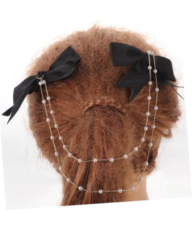 Angoily Pearl Tassel Pair Clip Hair Chain Clips Pearl Sweet Women Barrettes Pearl Hairpin Bow Tassel Hair Clips Pearl Bow Hair Clip Fashion Bow Tie Fabric Crocodile Chain Miss - Buy Online on GoSupps.com