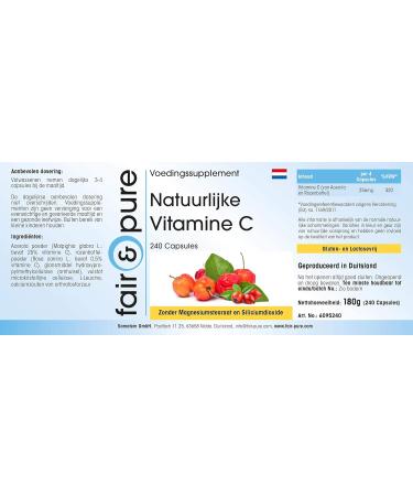 SoMatEm Fair & Pure Natural vitamin C from acerola and rosehip vegan 240 vitamin C capsules - Buy Online on GoSupps.com