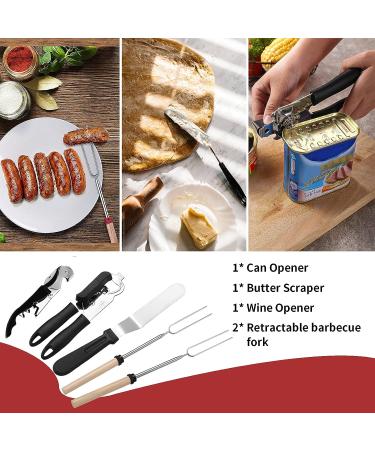 27 Piece Stainless Steel Portable Camping Kitchen Utensil Set - Outdoor Cooking Organizer for Travel, Picnics, BBQs - Black - Buy Online on GoSupps.com