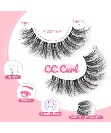 Goddvenus False Eyelashes D Curl Russian Strip Lashes Pack 3D Natural Cat Eye Lashes Wispy Fake Eyelashes Premium False Lashes Thin Cotton Band Fake Lashes 12 Pairs D curl wispy - Buy Online on GoSupps.com