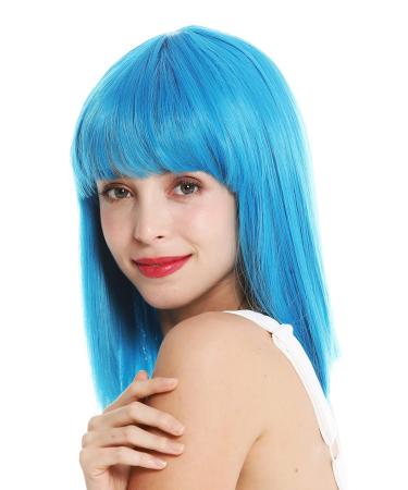 WIG ME UP VK-10-T4440 Women's Short Bob Wig - Straight Cleopatra Bangs in Light Blue Neon Blue | International Shipping - Buy Online on GoSupps.com