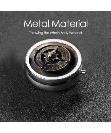 Magical Norse Runes Compass Pill Box - 3 Compartment Portable Organizer for Travel - Buy Online on GoSupps.com