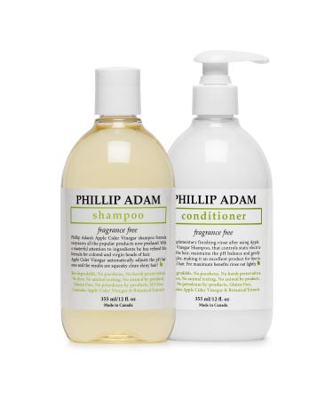 Phillip Adam Unscented Shampoo and Conditioner Set with Apple Cider Vinegar Hair Formula - Enhances Shine and Smoothness- 355ml Each 355 ml (Pack of 2)