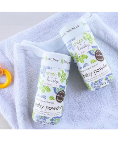 Natural Bums Baby Powder - Gentle Arrowroot & Chamomile Formula Talc-Free & Safe for Sensitive Skin - 6 oz - Green + Lovely - Buy Online on GoSupps.com