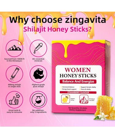 Honey Sticks Shilajit for Women Strawberry Honeysticks Natural Energy & Vitality Booster with Shatavari & Saffron for Hormonal Balance Focus & Stamina | 30 Sticks (1) - Buy Online on GoSupps.com