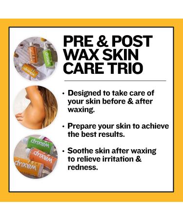 Waxup 3-Step Skin Care Kit: Marigold Pre Wax Cleanser, Almond Oil Wax Remover, Post Wax Aloe Vera Gel - Hair Removal Kit for Women - Buy Online on GoSupps.com