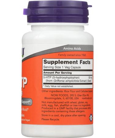 Now Foods 5-HTP 50 mg - 30 Vegan Capsules for Mood Support & Relaxation - Buy Online on GoSupps.com