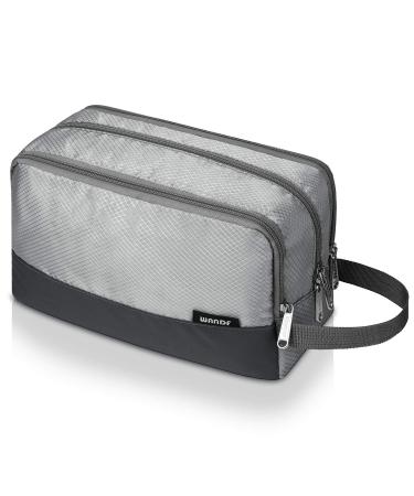 WANDF Toiletry Bag Water-Resistant Nylon Travel Wash Bag Lightweight Dopp Kit for Men and Women (A-Grey)