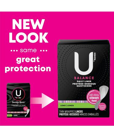 U by Kotex Balance Daily Wrapped Panty Liners for Women (Previously 'Barely There') Light Absorbency Long 90 Count (Packaging May Vary) - Buy Online on GoSupps.com