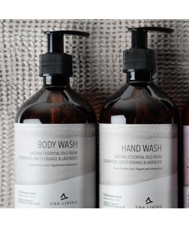 ENA Living Cedar Scented Body Wash | 500ml | Body Wash for All Skin Types | Fragranced Body Wash with Sweet Orange Lavender and Cedar Oils | Dermatologically Tested | Sensitive Shower Gel - Buy Online on GoSupps.com