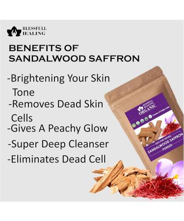 Blessfull Healing Organic 100% Pure Natural Sandalwood Saffron Powder | 100 Gram / 3.52 oz Pack Of 2 - Buy Online on GoSupps.com