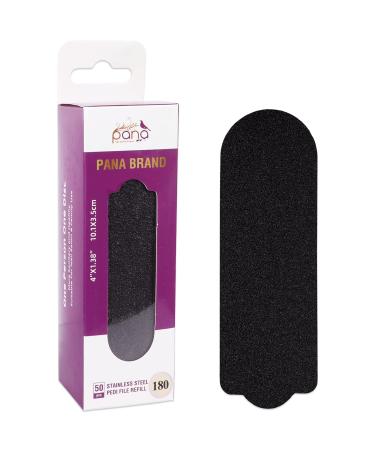 Pana  Brand Grit: 180 Black Stainless Steel Pedi File Refill EZ-Strip Peel Pedicure Refill Pads ( Size: 4 X 1.25 ) Pedicure Foot File Sanding Foot Rasp Refill