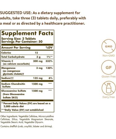 Solgar Extra Strength Glucosamine Chondroitin Complex - 150 Tablets for Joint Support | Non-GMO, Gluten Free - Buy Online on GoSupps.com