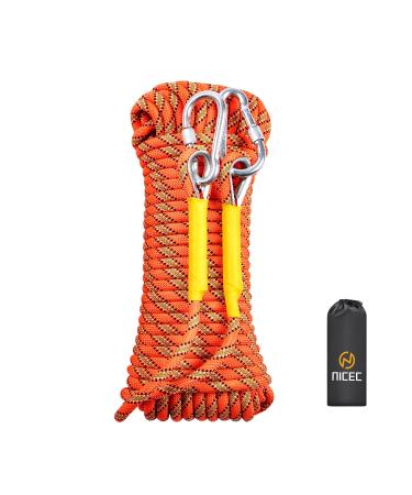 Nice C Climbing Rope, Dynamic Climbing Rope, Tree, Rock, Escape 10mm 32ft/64ft/96ft/160ft/230ft/500ft/985ft/1000ft with Carry Bag Rescue Rope Orange 10M(32ft)