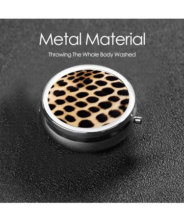 Rough Leopard Printed Round Pill Box - 3 Compartment Travel Medicine Organizer Portable Decorative Pocket Purse for Vitamins & Tablets - Buy Online on GoSupps.com