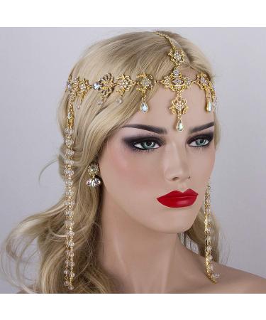 Bridal Headband and Earrings Crystal Jewelry Set for Women - Wedding Tiara Rhinestone Hair Accessories - Buy Online on GoSupps.com