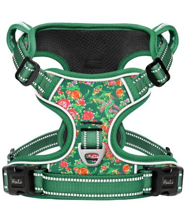 Heele dog crockery dog harvest medium-sized dogs with handle reflective dog harness padded chest harness no sweater adjustable dog flower grass green l l flower grass green