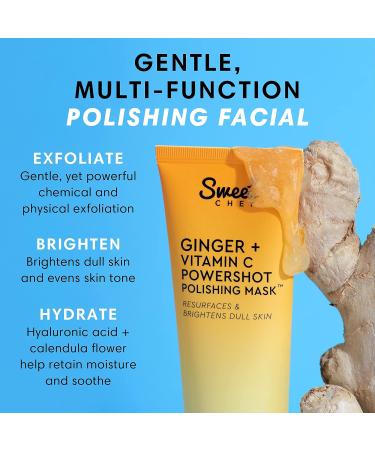 Sweet Chef Ginger + Vitamin C Powershot Polishing Mask | Brightening Face Mask for Dark Spots & Uneven Skin Tone | Exfoliating AHA & Maca Rice Powders - 3.4oz - Buy Online on GoSupps.com