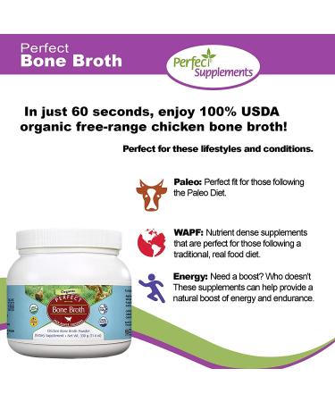 Organic Chicken Bone Broth Powder | Free Range Low Sodium | Paleo & Keto Friendly (330g) - Buy Online on GoSupps.com