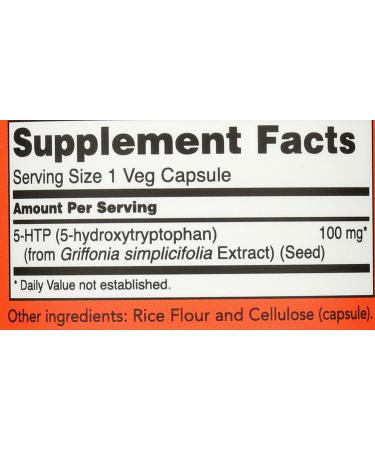 Now Foods 5-HTP 100mg - 120 Veg Capsules | Natural Mood Support | Buy Online Internationally - Buy Online on GoSupps.com
