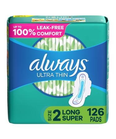 Always Ultra Thin Feminine Pads with Wings for Women Super Absorbency Unscented Size 2 126 Count - Buy Online on GoSupps.com