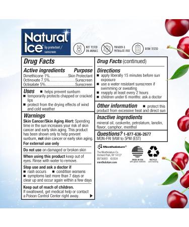 Natural Ice Cherry - SPF 15 lip balm Cherry Flavor 0.15 Ounce (Pack of 12) - Buy Online on GoSupps.com