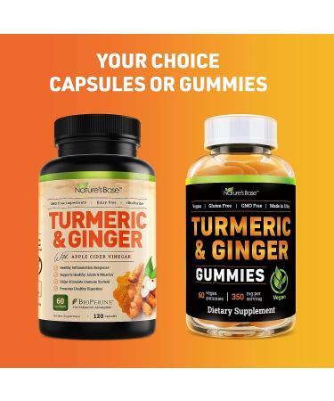 Turmeric Curcumin Supplement with Ginger, Apple Cider Vinegar & BioPerine - 120 Count, 95% Curcuminoids, Joint Support & Antioxidant - Capsules for Turmeric & Ginger - Pack of 1 - Buy Online on GoSupps.com