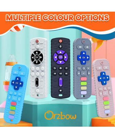 Orzbow 2-Pack Silicone Bite Ring for Babies - BPA-Free Dental Aid & Pressable Buttons - Biting Toys with Pacifier Chain for 0-12+ Months - Black/Dark Gray - Buy Online on GoSupps.com