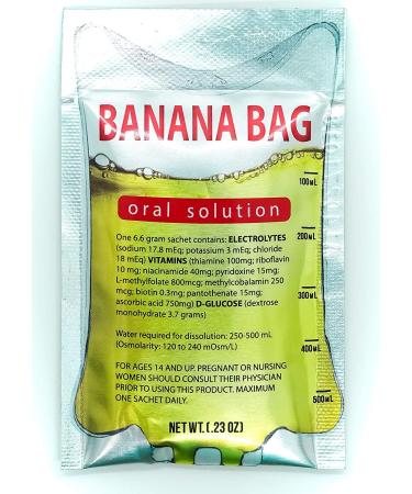 Banana Bag Oral Solution: Electrolyte & Vitamin Powder Packet for Reconstitution in Water to Drink - 5 Packs