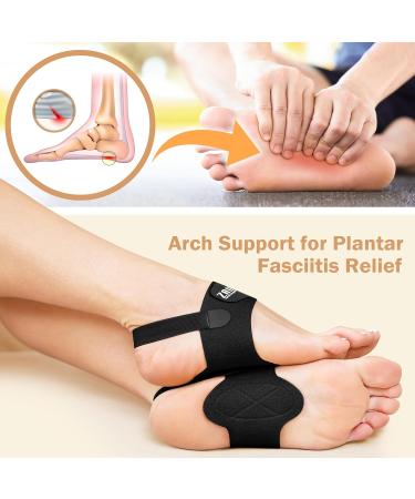 Arch Support Strap for Plantar Fasciitis Relief - Non-Slip Wearable with 2 Pairs of Adjustable Arch Pads for Flat Feet & High Arches - Black - Buy Online on GoSupps.com