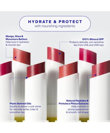 Supergoop! Lipshade 100% Mineral SPF 30 - Hydrating Lipstick Lucky Me (Rose) | Buildable Color & Nourishing Protection - Buy Online on GoSupps.com