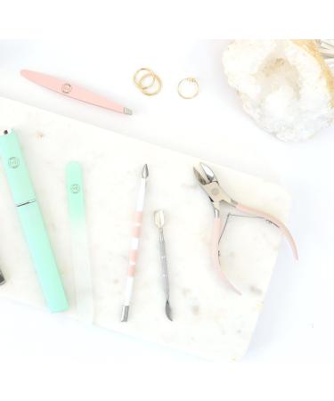 Professional Stainless Steel Cuticle Pusher Tool for Manicure & Pedicure - Pink & White - Stocking Stuffers - Use with Cutter or Trimmer - Buy Online on GoSupps.com