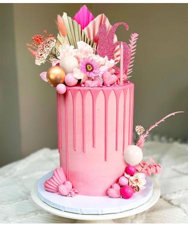JeVenis 36 PCS Pink Balls Cake Decoration Baby Shower Cake decoration Pink Leaves Cake Decoration Rose Cake decoration Boho Cake Decoration Palm Leaves Cake Decoration (EU-A-734) - Buy Online on GoSupps.com