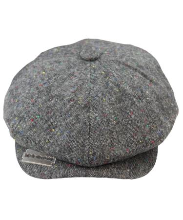 TruClothing.com 8 Panel Baker Boy Cap Shelby Hat Wool Vintage Tweed Brown Grey Razor L grey-razor