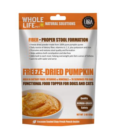 Whole Life Pet Pumpkin Powder for Dogs and Cats. Firms Stool, Relieves Diarrhea. Mix with Water for Instant Puree. No Mess or Waste from Cans. Human Grade Quality 3.5 oz