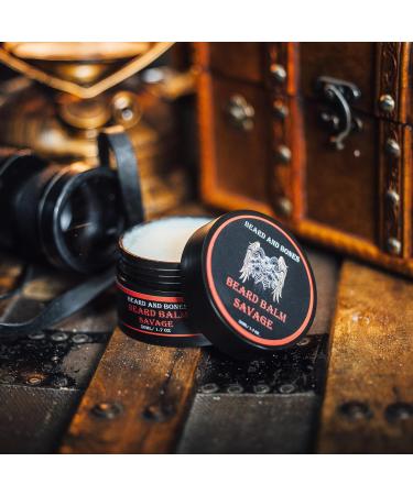 Beard and Bones 50ml Beard Balm for Men - Shea Butter, Jojoba Oil, Almond Oil - Savage Scent - Buy Online on GoSupps.com