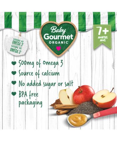 Baby Gourmet Organic Fruit & Veggie PLUS Puree Baby Food Pouches Baked Apple Cinnamon & Chia - No Added Sugar Or Salt Non GMO No Fillers Gluten Free Peanut Free - (128ml) 12 Pouches Red Baked Apple Cinnamon & Chia NO - Buy Online on GoSupps.com