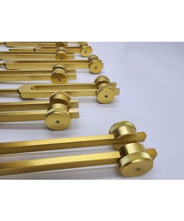 YANTRA Sacred Solfeggio Gold Color Weighted Tuning Forks Set of 9 DNA Repair with Striker and Velvet Bag - Buy Online on GoSupps.com