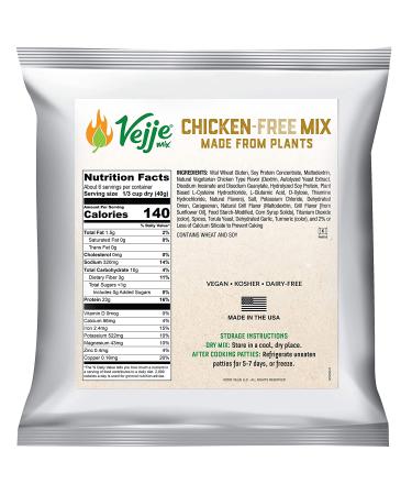Vejje Chicken-Free Mix 2-Pack - Vegan Meat Substitute for Sandwiches, Nuggets, BBQ - 8oz Bags (Makes 1.25 lbs each, 2.5 lbs total) - Buy Online on GoSupps.com