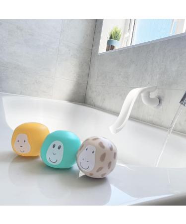Matchstick Monkey Antimicrobial Baby Bath Toy Slide Set with Easy Grip Sensory Learning - 1 Slide + 3 Animal Rocks, White - Ages 12M - Buy Online on GoSupps.com
