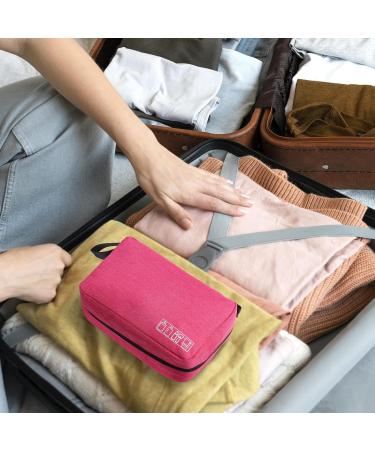 Cooja Hanging Toiletry Bag for Women with Hook & Handle - 1 Makeup Toilet Bag + 2 Drawstring Bags, Rose Red - Buy Online on GoSupps.com