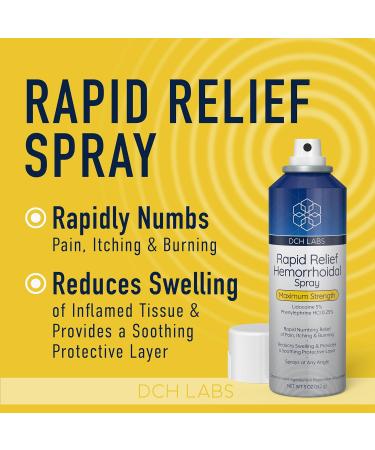 Rapid Relief Hemorrhoid Treatment Spray - Maximum Strength Lidocaine & Phenylephrine for Fast Relief | Vegan & Cruelty-Free 5 oz - Buy Online on GoSupps.com