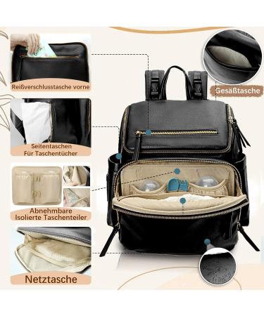 Miss Fong Baby Wrap Backpack | Multi-Functional Leather Diaper Bag with Organizer & Pram Hook - Black - Buy Online on GoSupps.com